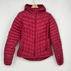 Marmot 3M Thinsulate Quilted Puffer Jacket Hooded Womens Small Red Featherless